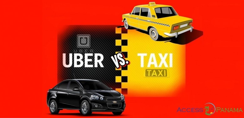 Uber and taxi car